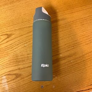 Epic brand glass water bottle with gray rubber sleeve